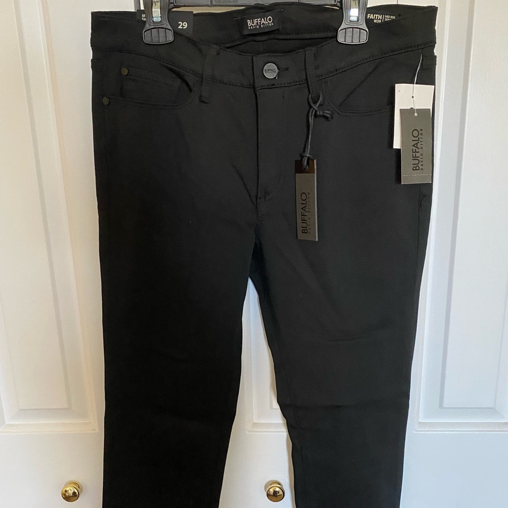Buffalo David Mitton black mid-rise skinny stretch jeans/pants.